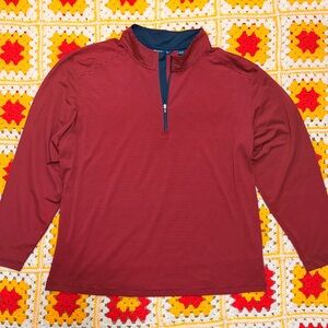 Cutter & Buck Virtue Eco Pique Micro Stripe Recycled Quarter Zip Navy/Maroon 1XB